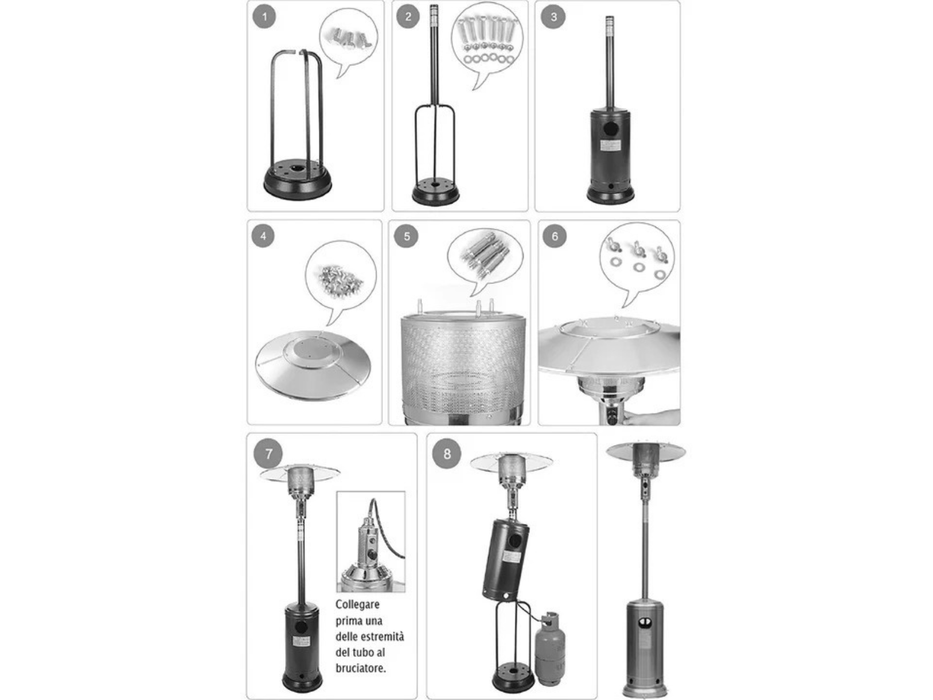 DICTROLUX - Stufa a Gas esterno Fungo Riscaldante Nero 15 Kw
