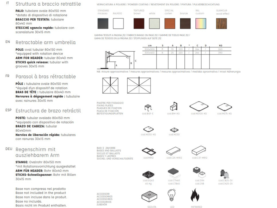 Ombrellone Ambra Classic 3X4 MT
