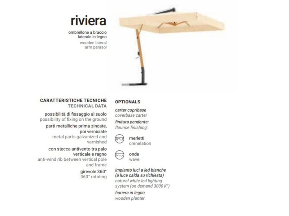 Ombrellone Riviera 3X3 MT