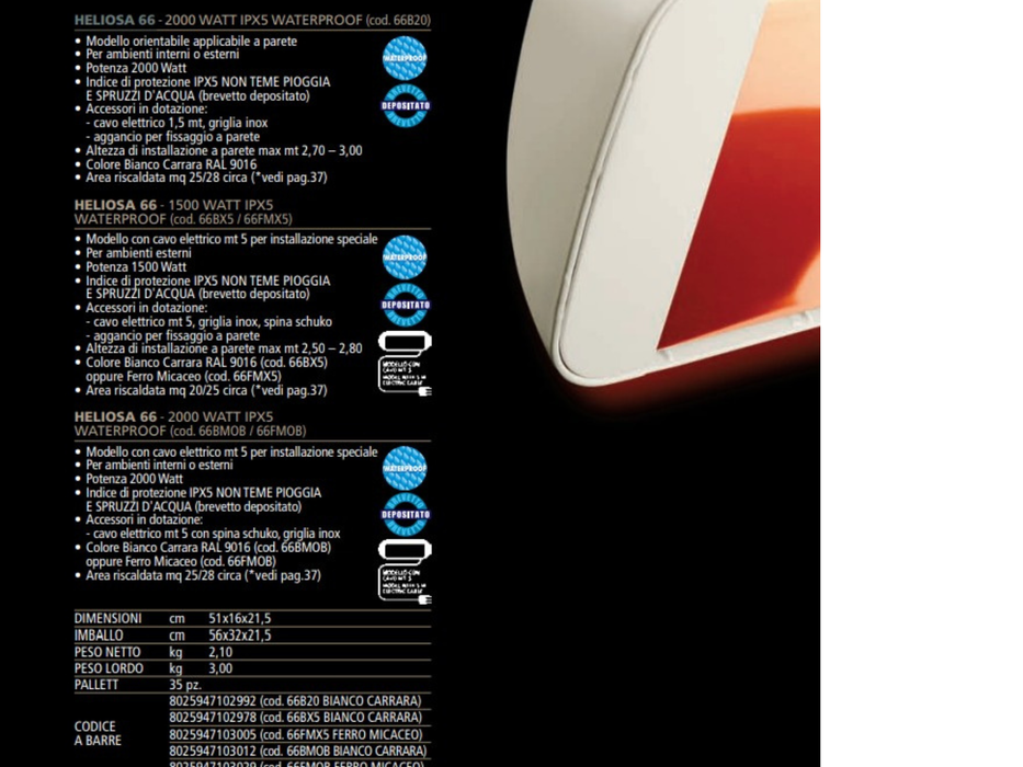Riscaldatore Heliosa Hi-Design 66