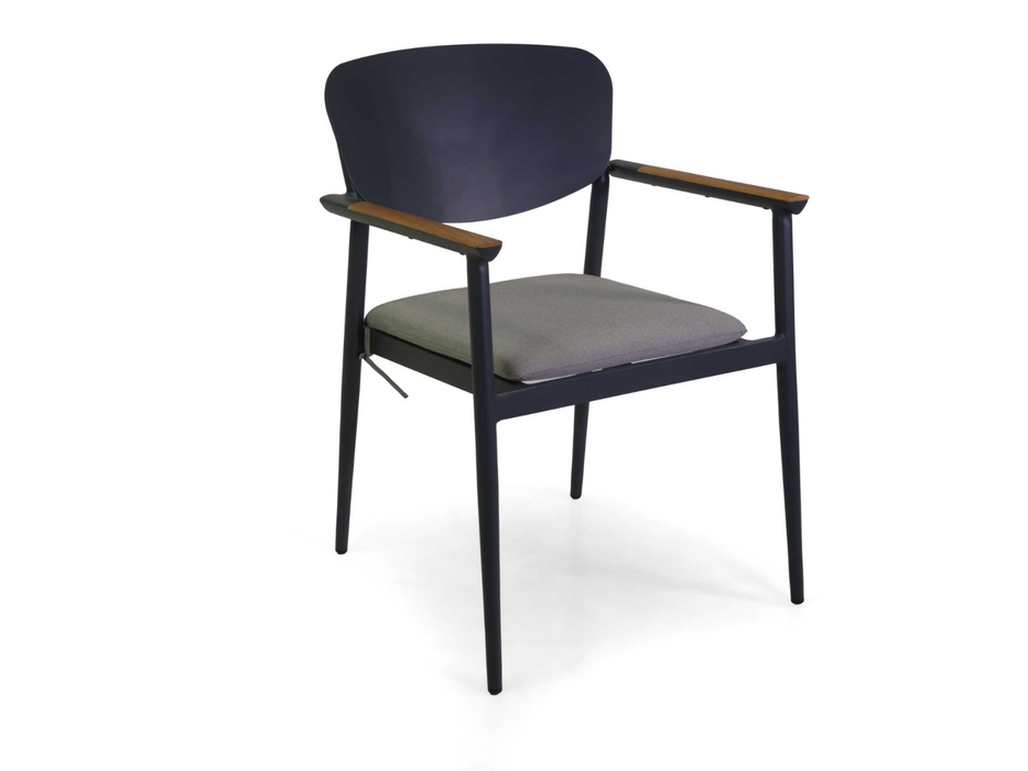 Poltrona alluminio e teak Saigon