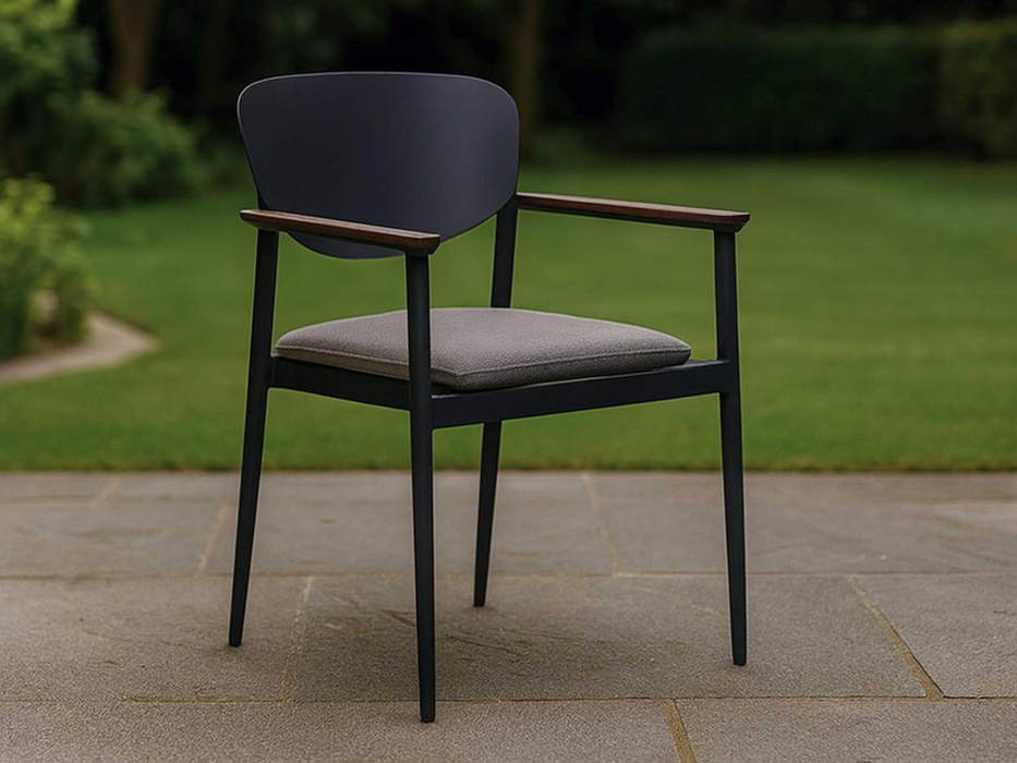 Poltrona alluminio e teak Saigon