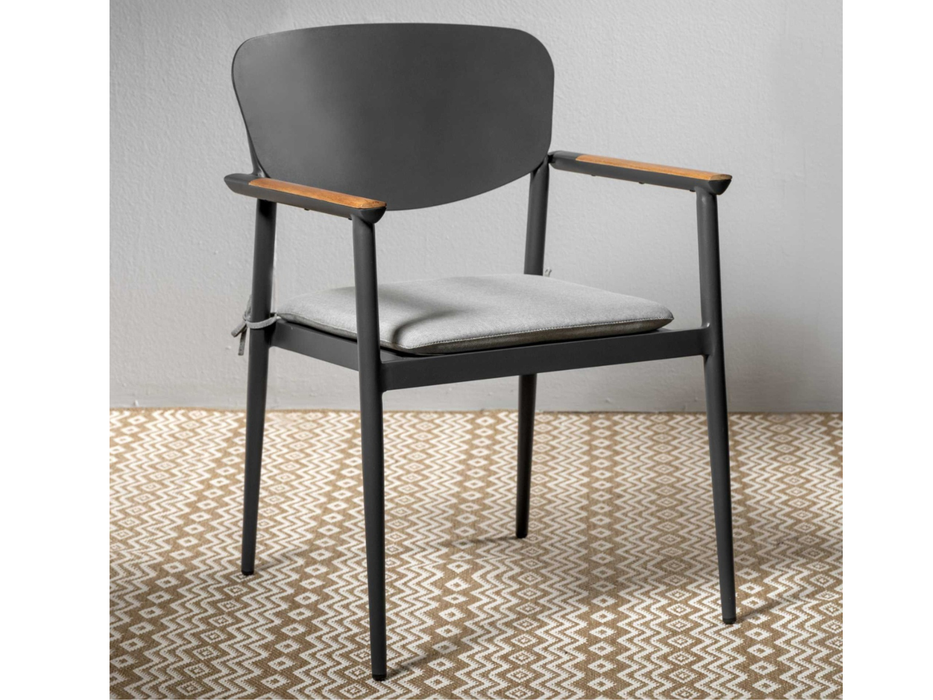 Poltrona alluminio e teak Saigon