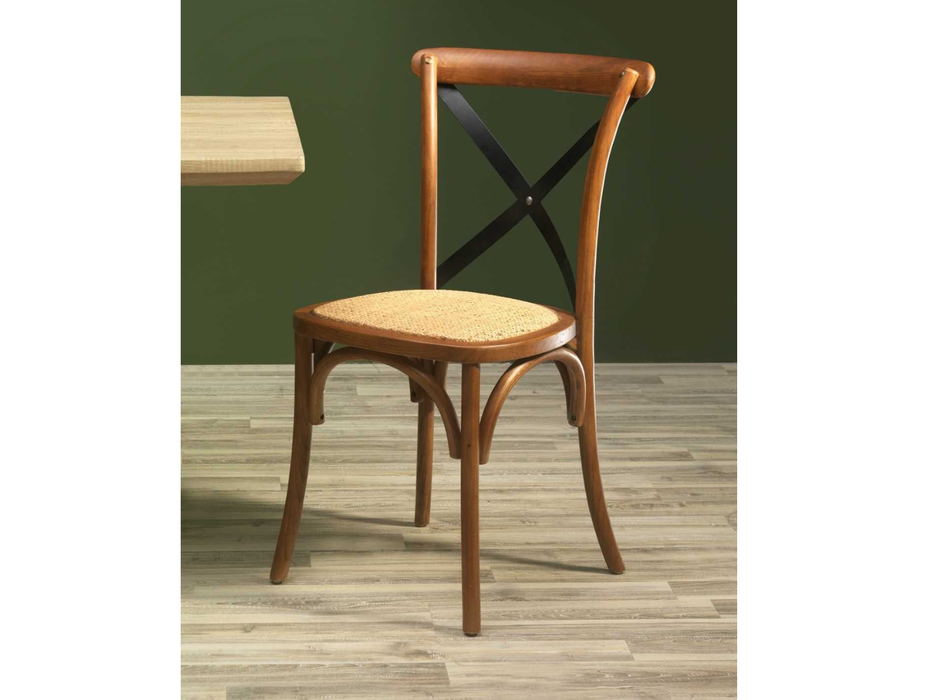 Sedia in legno e stecche in ferro Cross
