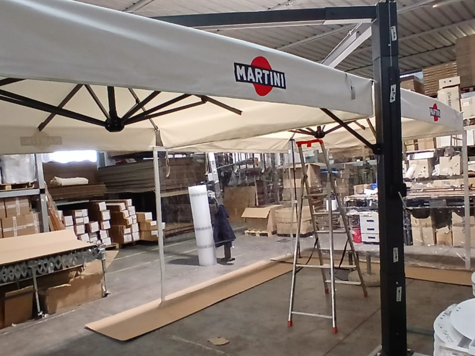 Parasol double de luxe extra avec mât en V et en T, anthracite 4X8 m