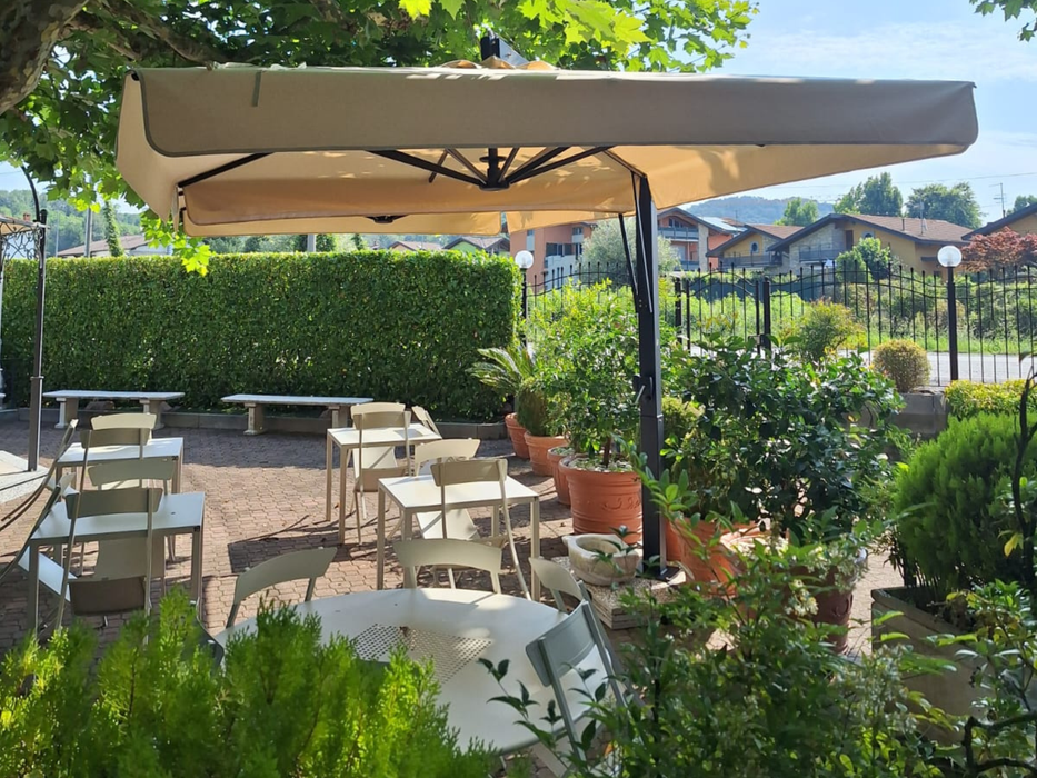 Parasol double de luxe extra avec mât en V et en T, anthracite 4X8 m