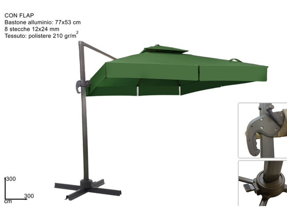 Parasol à mât déporté 3x3 m