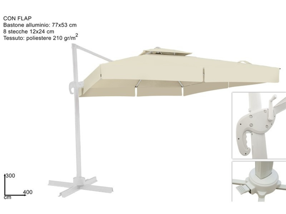 Parasol déporté 3x4 m