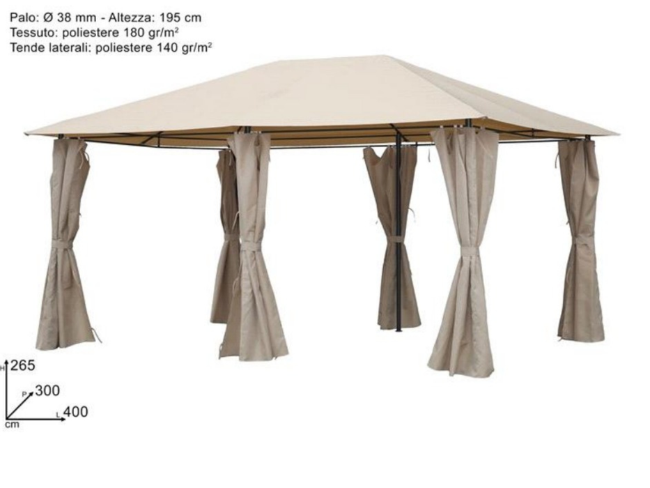 Gazebo 3x4 m avec rideaux latéraux
