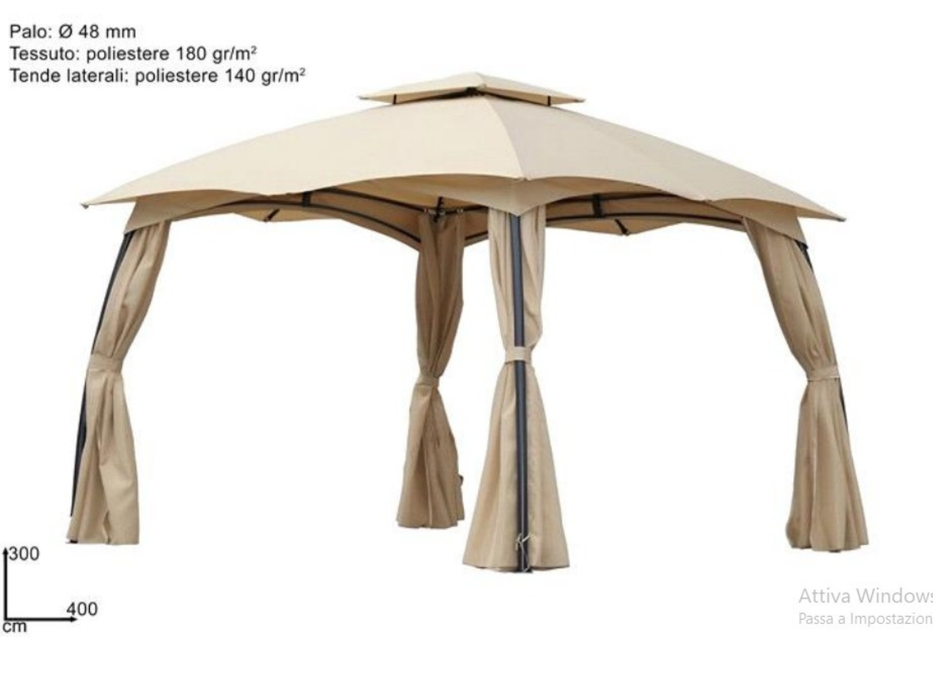 3x4 m double-roof gazebo with side curtains