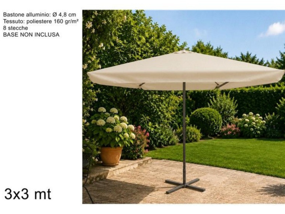 Parasol à mât central 3X3 M LIVRAISON EN AVRIL