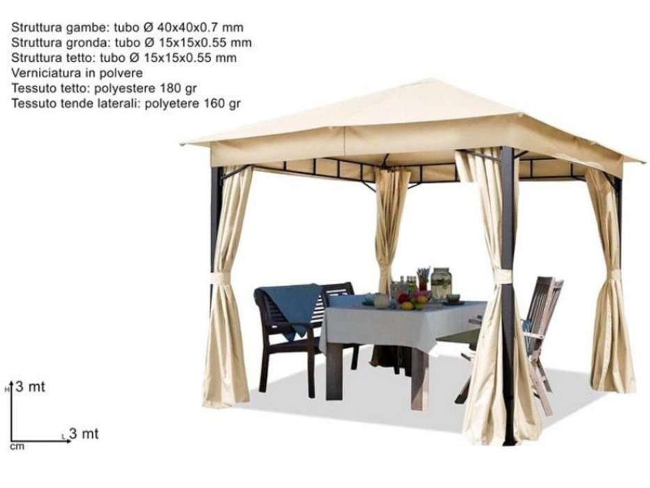 3x3m gazebo with side curtains