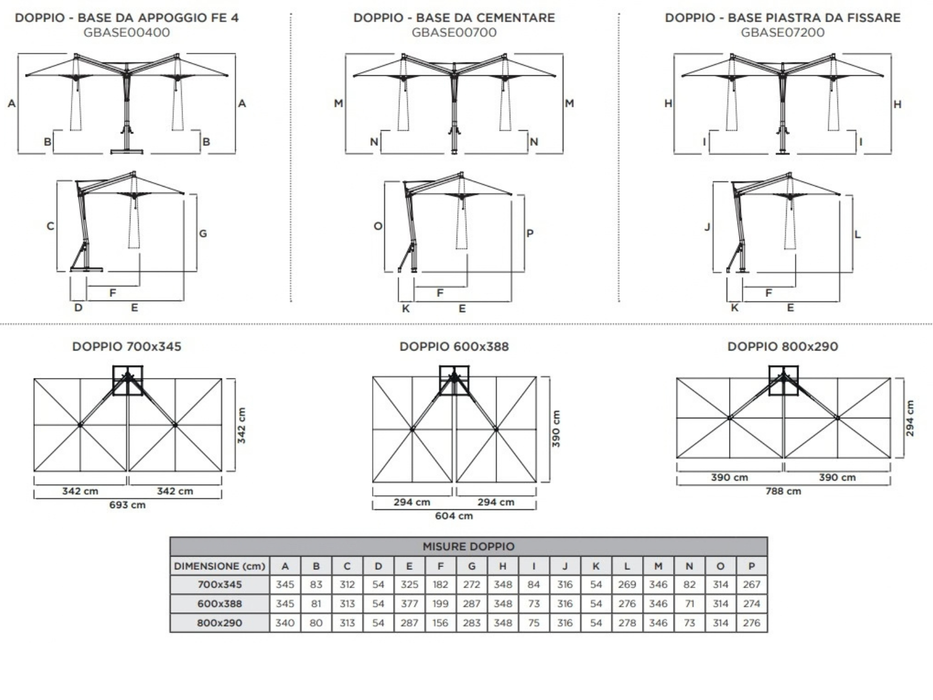 6.24x6.24m Quadruple Parasol