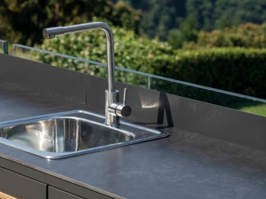 Greenwood double kitchen unit with sink and faucet