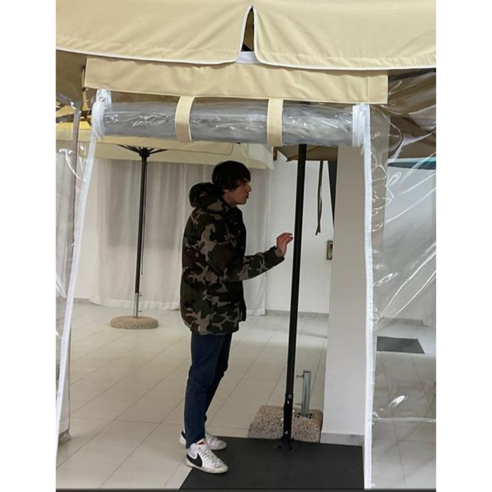 Central pole umbrella with country frame Facility Wood 3X4 m